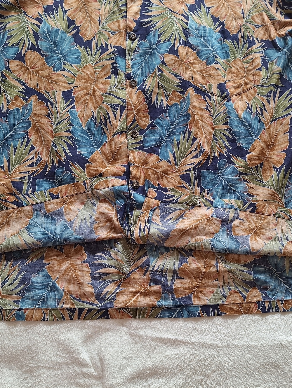 Vintage Hilo Hattie 2XL Hawaiian Aloha Shirt Made in Hawaii Blue Floral - Picture 5 of 9